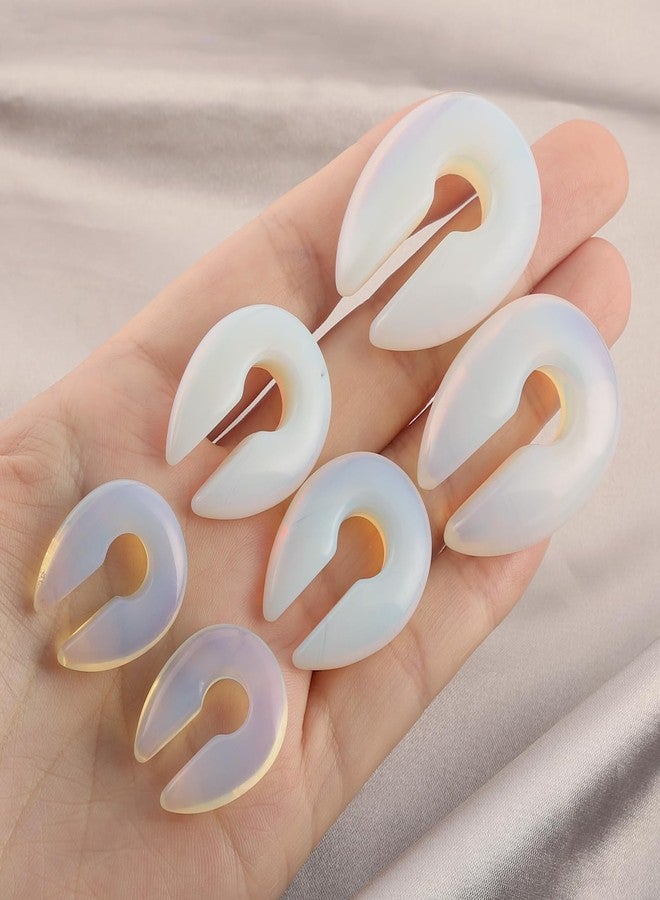Qmcandy 2pcs Natural Stone Ear Weights Opalite Keyhole Ear Hanger Plugs Piercing Jewelry Gauge 2g - Image 4